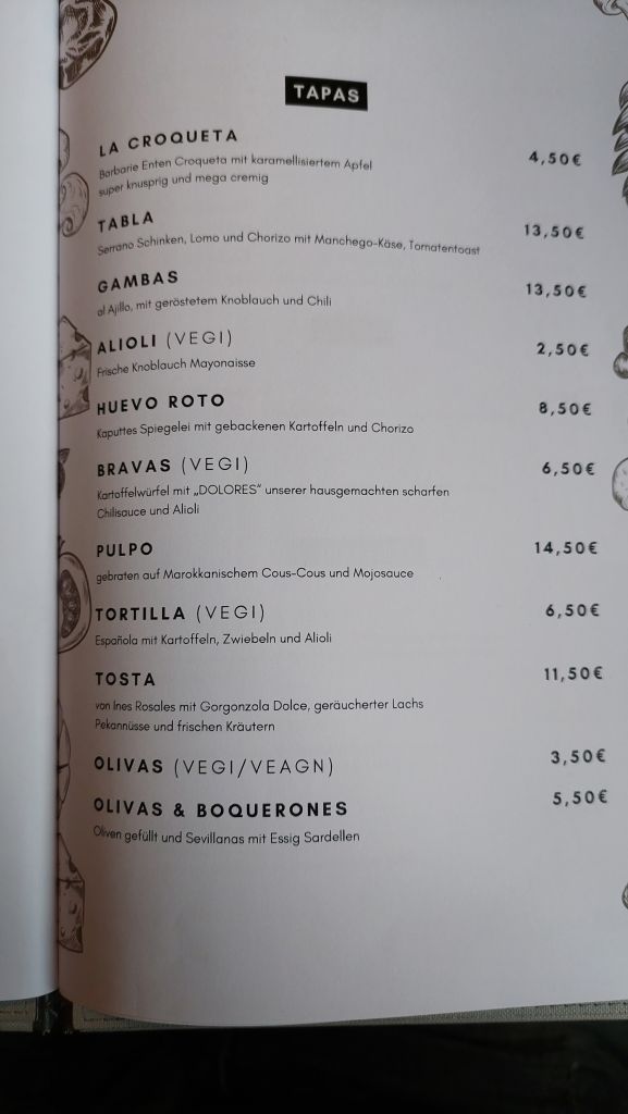 Restaurant Kamino Speisekarte